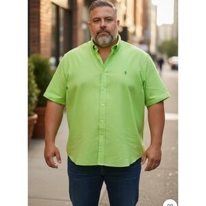 Ralph Lauren Mens 3XB Classic Fit Green Short Sleeve Button Down Shirt Perfect
